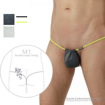 TOP 13 - Glitter pouch 3mm one-string double loop g-string ()