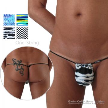 TOP 4 - Printed swim pouch 3mm g-string (one-string swim thong) ()